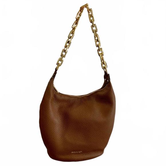NEW BERGE atmosfera zip top handbag in dark tan